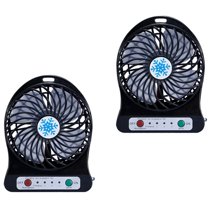 

2X Portable Rechargeable Mini Fan Air Cooler Mini Desk Fan USB Cooling Rechargeable Handheld Fans Black