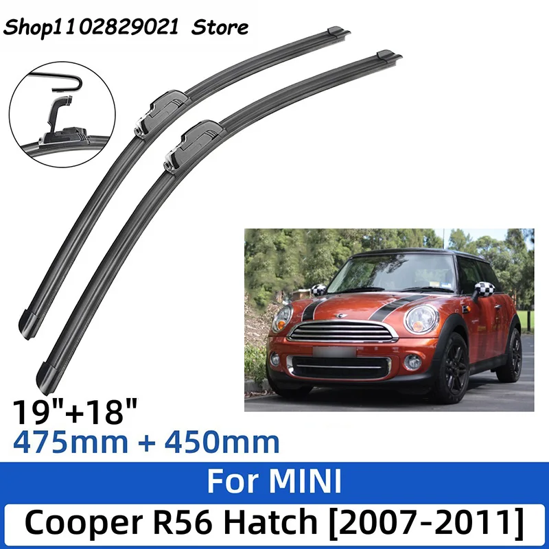 

2PCS For MINI Cooper R56 Hatch 2007-2011 19"+18"Front Rear Wiper Blades Windshield Windscreen Window Cutter Accessories
