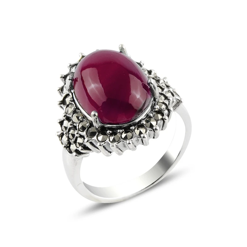 

Серебро 925 пробы красный агат & марказит кольцо