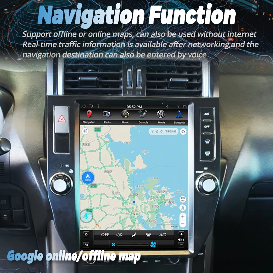 Автомагнитола 2DIN для Toyota Land Cruiser Prado J 150 2010-2017 с GPS-навигацией 256 ГБ Android 14 CarPlay 4Gnet