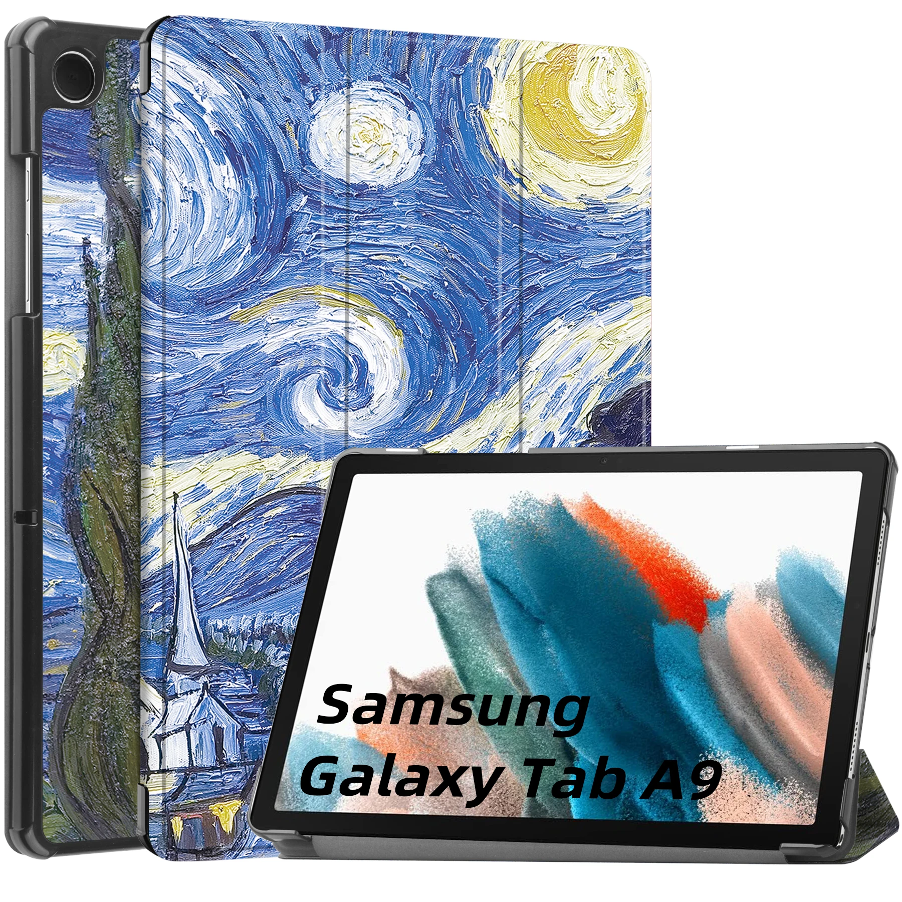

Чехол из ПУ кожи для планшета Samsung Galaxy Tab A9, тонкая подставка, жесткая задняя крышка с функцией автоматического пробуждения и сна для планшета Samsung 11 дюймов
