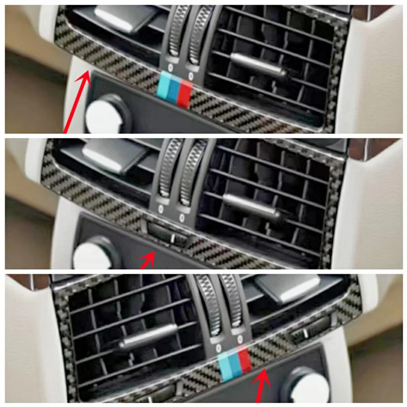

Carbon Fiber Car Back Air Vent Air Outlet Modification Cover Trim Strips Stickers For BMW X5 X6 E70 E71 Car Interior Accessories
