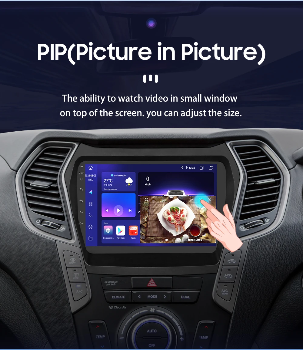 Фото Автомагнитола Hizpo с беспроводным CarPlay и Android Auto для Hyundai Ix45 Santa Fe 2013-2017, стереоплеер, аудиосистема, QLED-экран, 4G №2