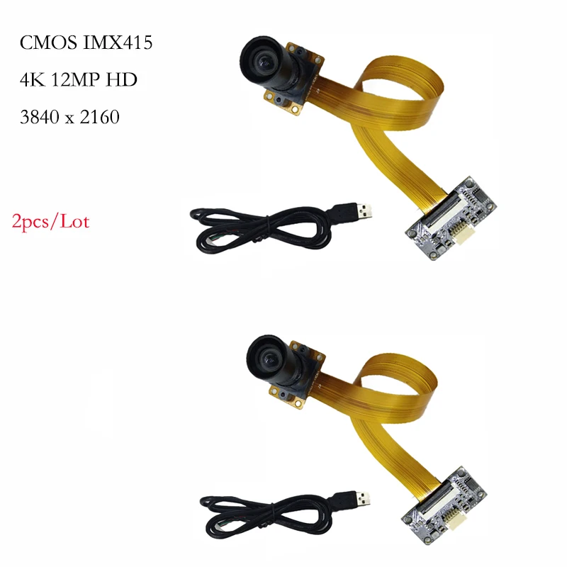 

2Pcs/Lot 4K 12MP HD 3840 x 2160 IMX415 FF 75° USB2.0 Camera Module 30FPS With 1M USB Cable