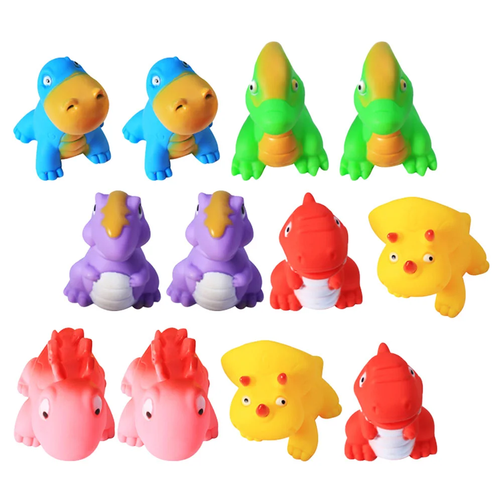 

12 Pcs Bath Toys Shower Dinosaur Adorable Portable Bathtub Squeeze Interesting Water Children Supply Soft Rubber Lovely