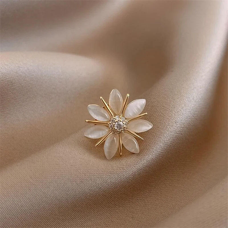 

South Korea Dongdaemun Small Cat's Eye Micro Inlaid Brooch Women's Exquisite Anti-glare 100 Accessories