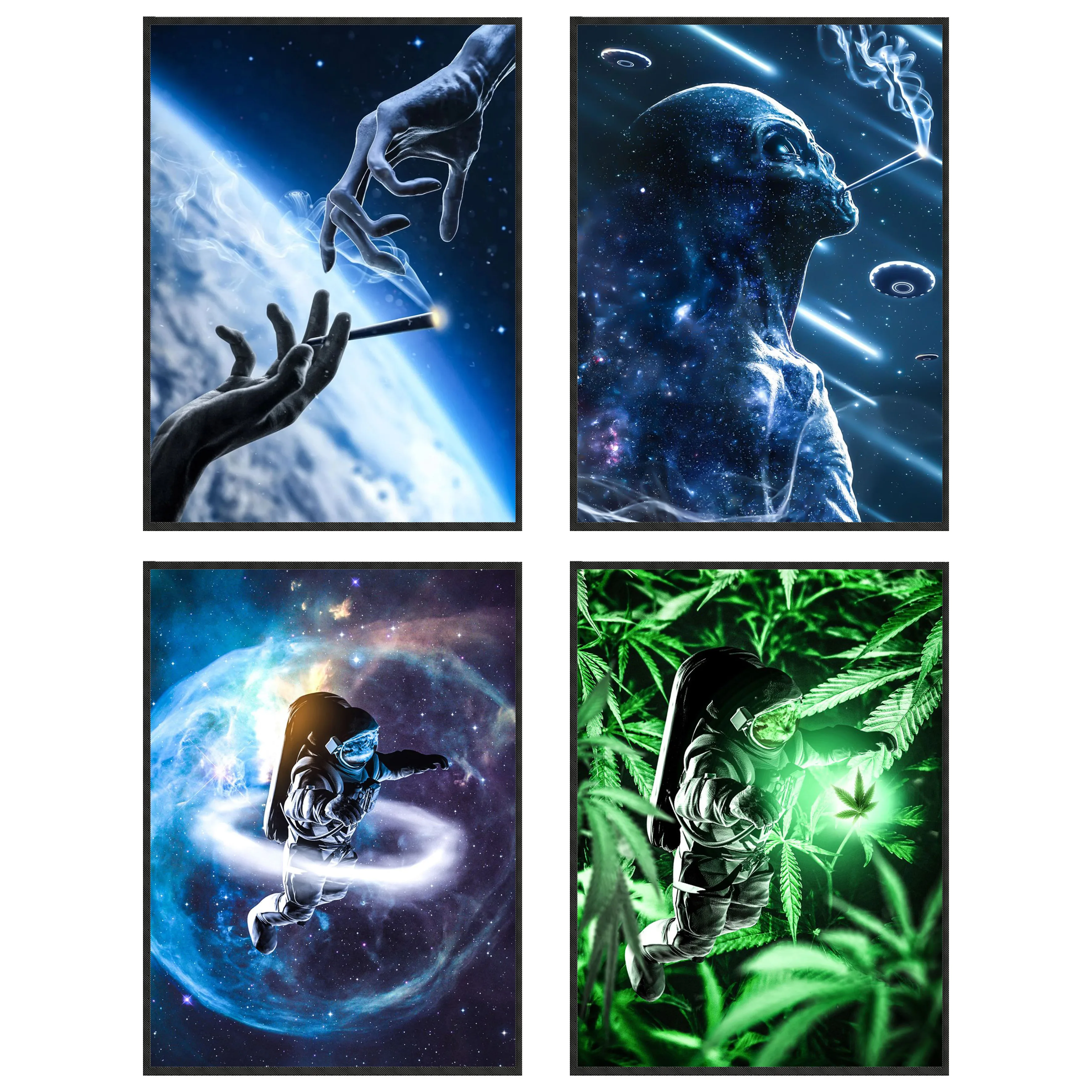 

Modern Astronaut Alien Space Oil Painting Poster Prints Canvas Art Wall Pictures for Living Room Home Decor