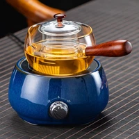 wooden handle glass teapot household kettle flower teapot