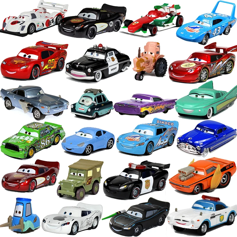 

Cars Disney Pixar Cars 2 3 Toy Lightning McQueen Mater Sheriff Alloy Metal Model Car 1:55 Metal Vehicles Boy Children Toys Gifts