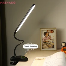 Usb Led 책상 램프 클립 테이블 조명 3 색, 터치 디밍 공부 테이블 램프 눈 관리 침대 옆 독서 야간 조명 룸 장식