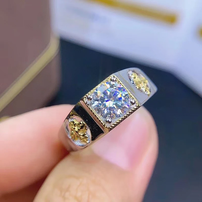

Новое поступление, мужское кольцо MeiBaPJ с белым муассанитом в 1 карат, бриллиантовое кольцо, серебряное ювелирное украшение для свадьбы