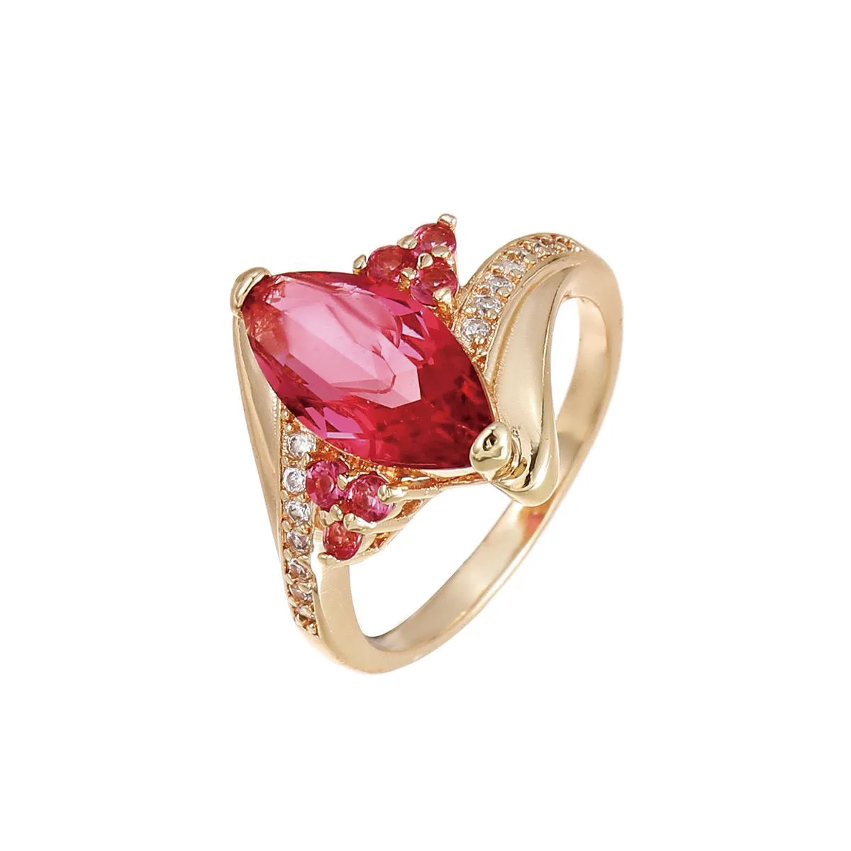 Доступные роскошные ярко-красные кольца MGFam для женщин позолоченные 18 карат