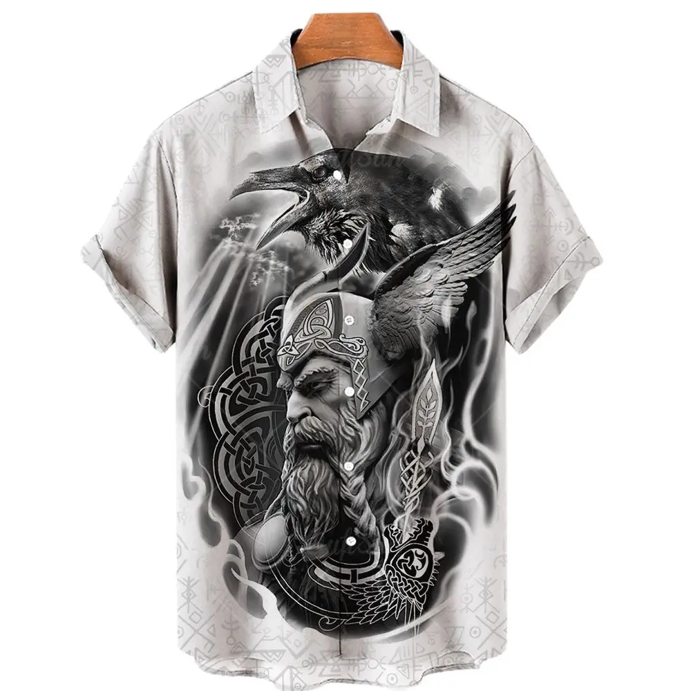 2023 Vikings Men's Hawaiian Shirt Men's Shirts Loose Cotton Spandex Short Sleeves Street Beach Shirts For Men Men's Clothing 5xl