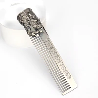 senior gentelman barber styling metal comb pocket size silver anti static shaping template beard comb salon styling tools