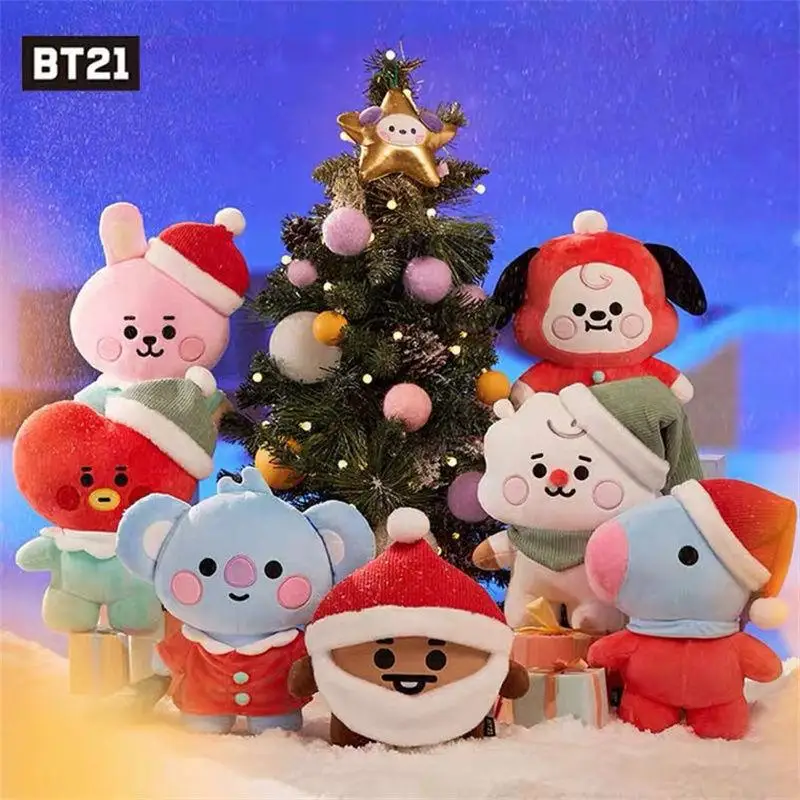 

25Cm Bt21 Cartoon Kawaii Around Christmas Plush Doll Love Biscuit Powder Rabbit Yellow Dog Cute Holiday Doll Gift