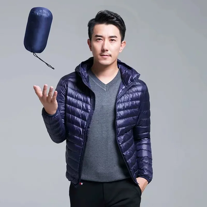 2022 New Winter Fashion Brand Ultra Light Duck Down Jacket Mens Korean Streetwear Feather Coats Stand Collar Warm Men Clothes