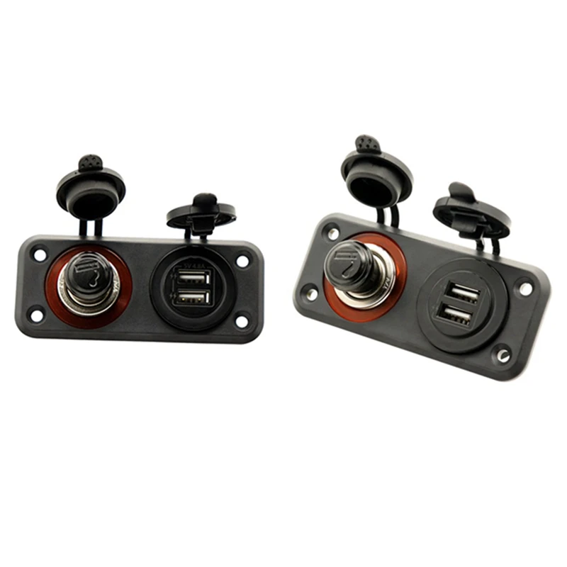 

Charging Adapter 2 In 1 Dual USB Charger Adapter Panel 4.8V Socket With Car Cigarette Lighter