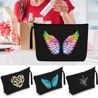 make up bag women organizer case wedding cosmetic bag travel toiletry zipper storage pouch case feather series pattern
