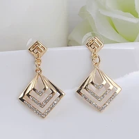 new fashion geometry earrings shallow kc gold earrings woman jewelry wholesale price rhinestone earrings for women