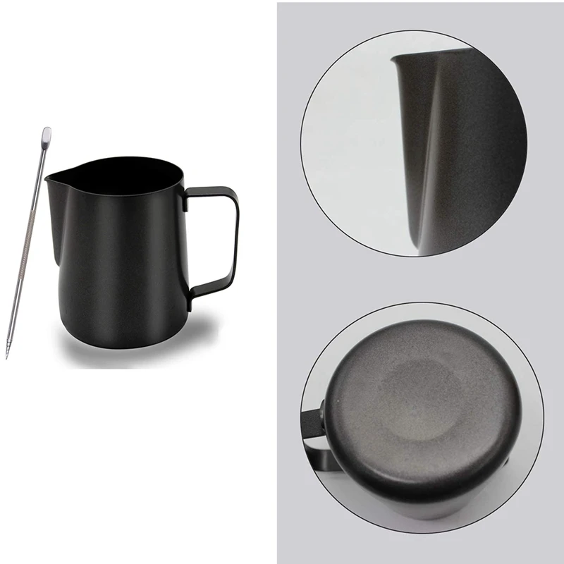 

Stainless Steel Milk Jug,Milk Pitcher Frother,Milk Frother Jug Cup With Latte Art' Pen,For Cappuccino Espresso