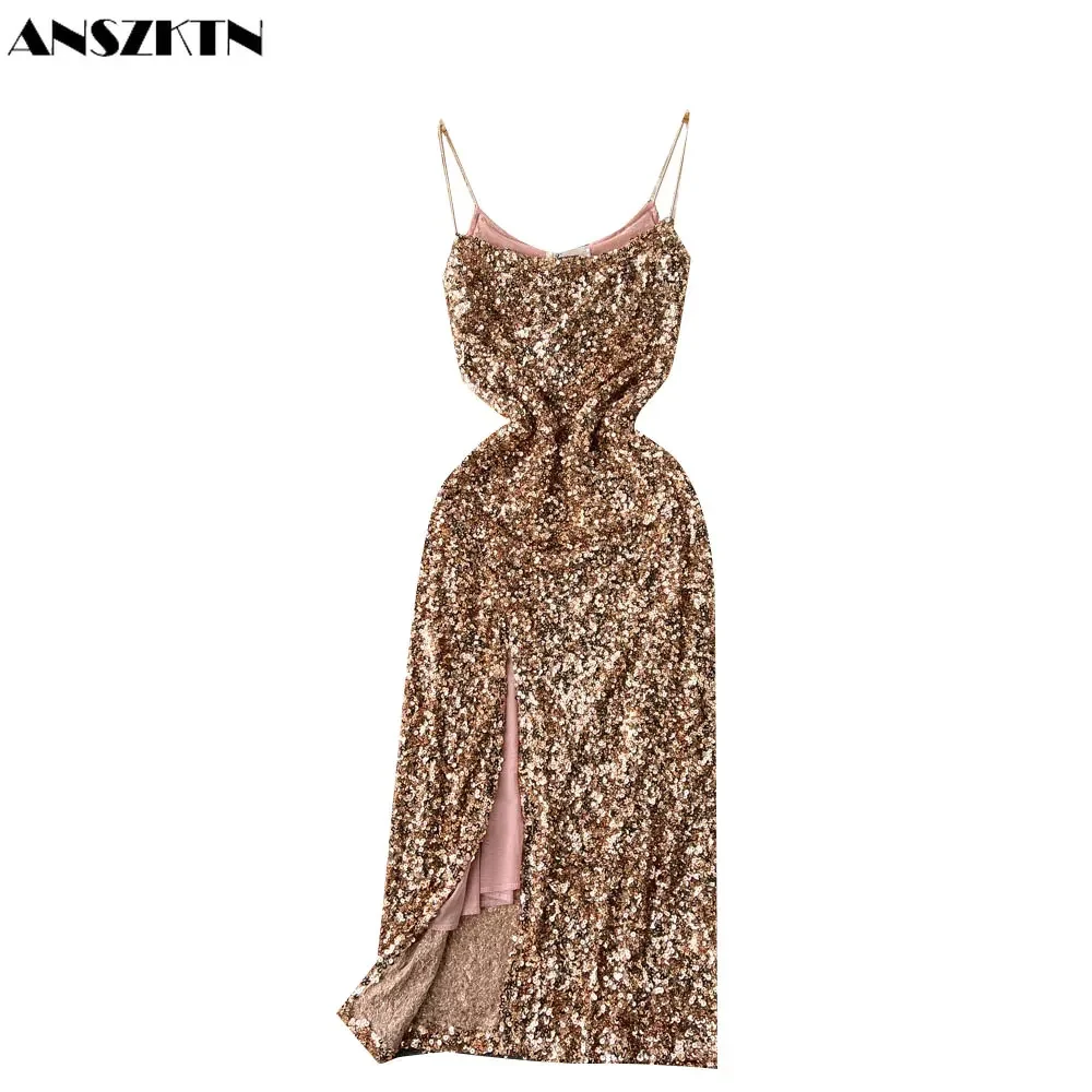 Сексуальное блестящее платье знаменитости на подтяжках женское роскошное