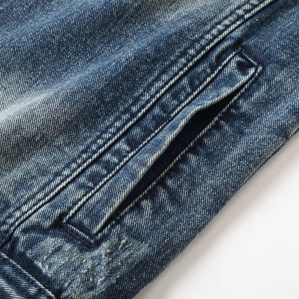 SALEISI мужские однотонные джинсовые куртки с отворотами модные мотоциклетные