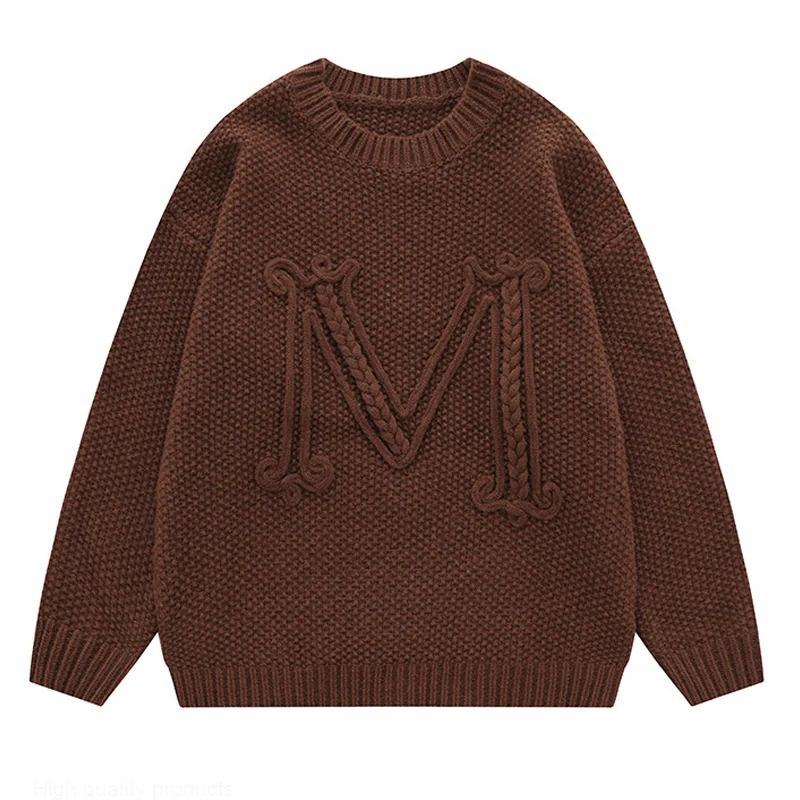 

Однотонный мужской свитер в стиле пэчворк с буквенным принтом M, уличная одежда, вязаный свитер в стиле хип-хоп, Ретро пуловер, Осенний хлопковый Повседневный Топ