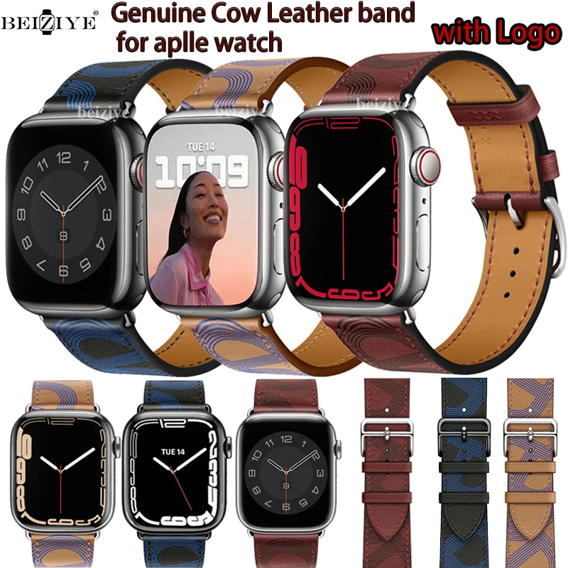 

High Quality Genuine Leather Single Tour Band For Apple Watch 7 6 Se 5 4 3 41mm 45mm Strap for Iwatch 40mm 44mm 38MM 42MM Correa