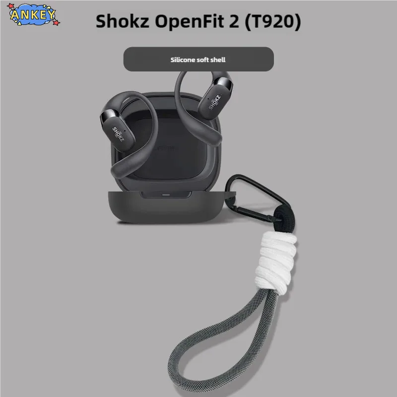 Фото Чехол для Shokz OpenFit 2 T920, защитный чехол для наушников OpenFit Air T511 T910, мягкий силиконовый чехол с кольцом, предотвращающий падение, для наушников. №2