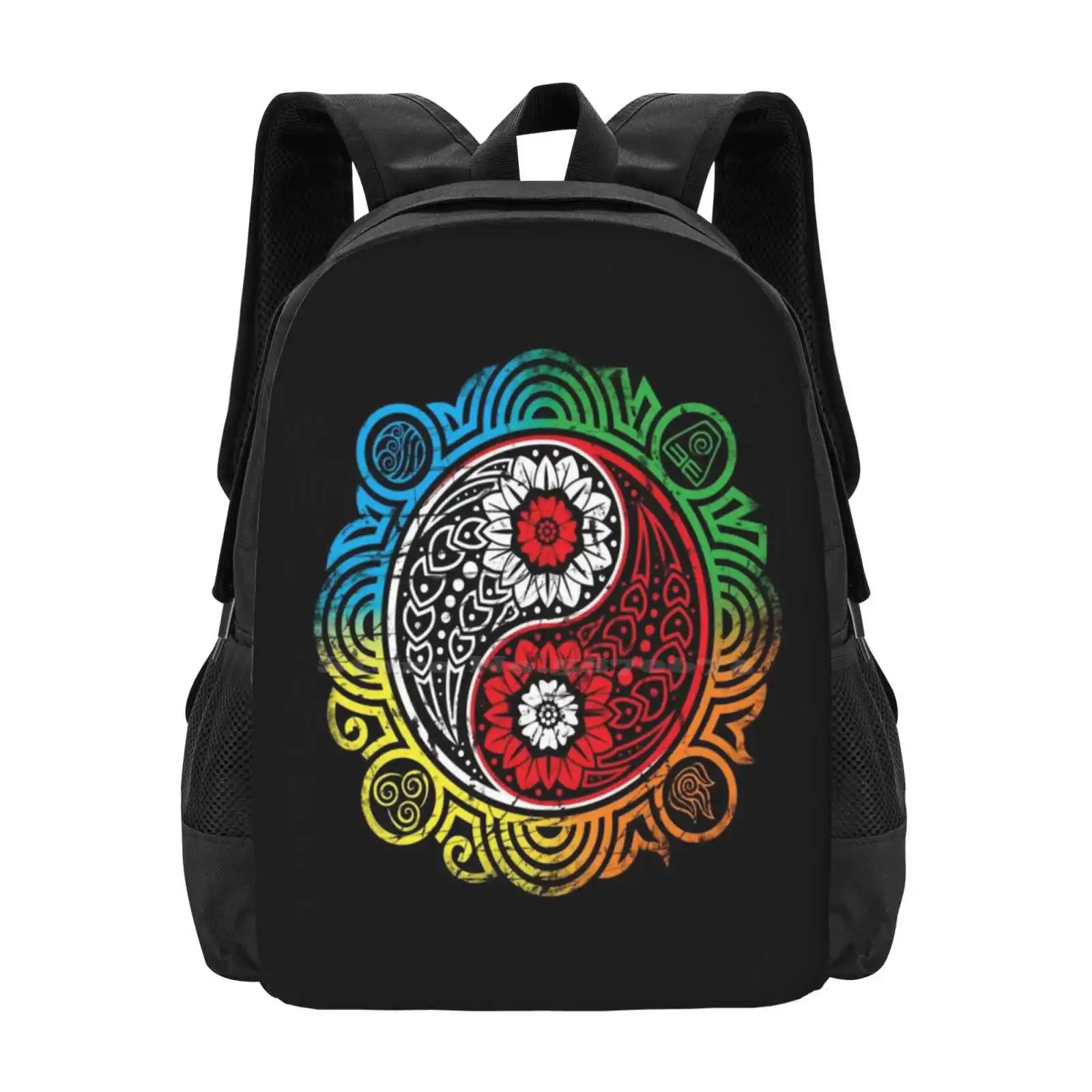 

4 Elements-- Yin Yang Hot Sale Backpack Fashion Bags The Last Airbender Water Earth Fire Nation Four Elements 4 Elements Aang