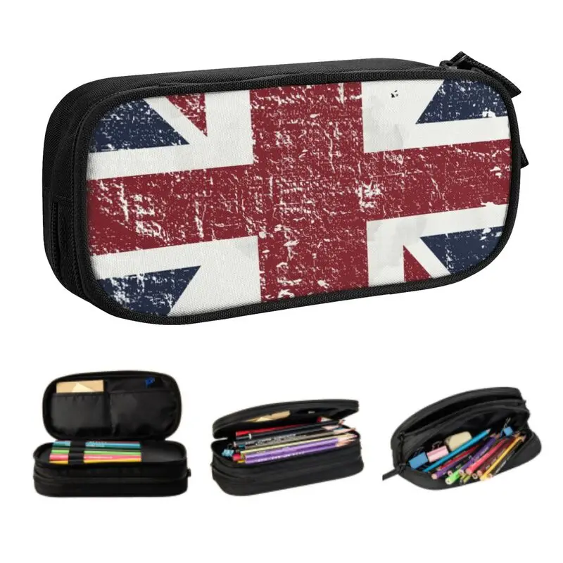 Cases For Boy Girl Large Storage Union Jack Uk United Kingdom Pencil Bag School Supplies
