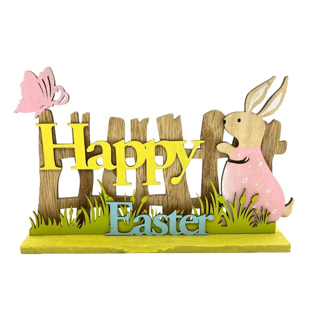

Easter Table Wood Sign Bunny Decorations Wooden Decor Decoration Happy Signs Ornament Cutouts Adornment Ornaments Centerpiece