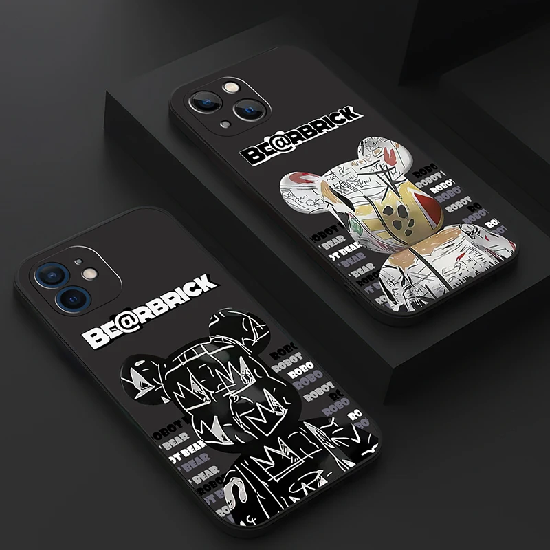 

Fashion Cool Bear Phone Case For Apple iPhone 11 12 13 Pro Max Mini X XR XS SE2020 6 6s 7 8 Plus Shockproof Silicone Cover Coque