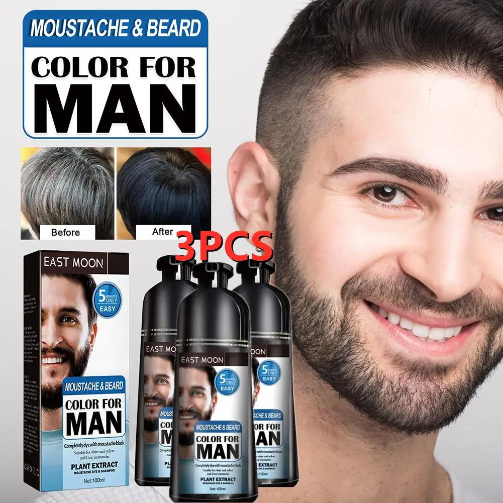 

3X Mens Hair Dye Shampoo 3.53oz Hair Dye Black Shampoo Gradual Gray Darkening Beard Wash Shampoo For Reducing White Beard Color