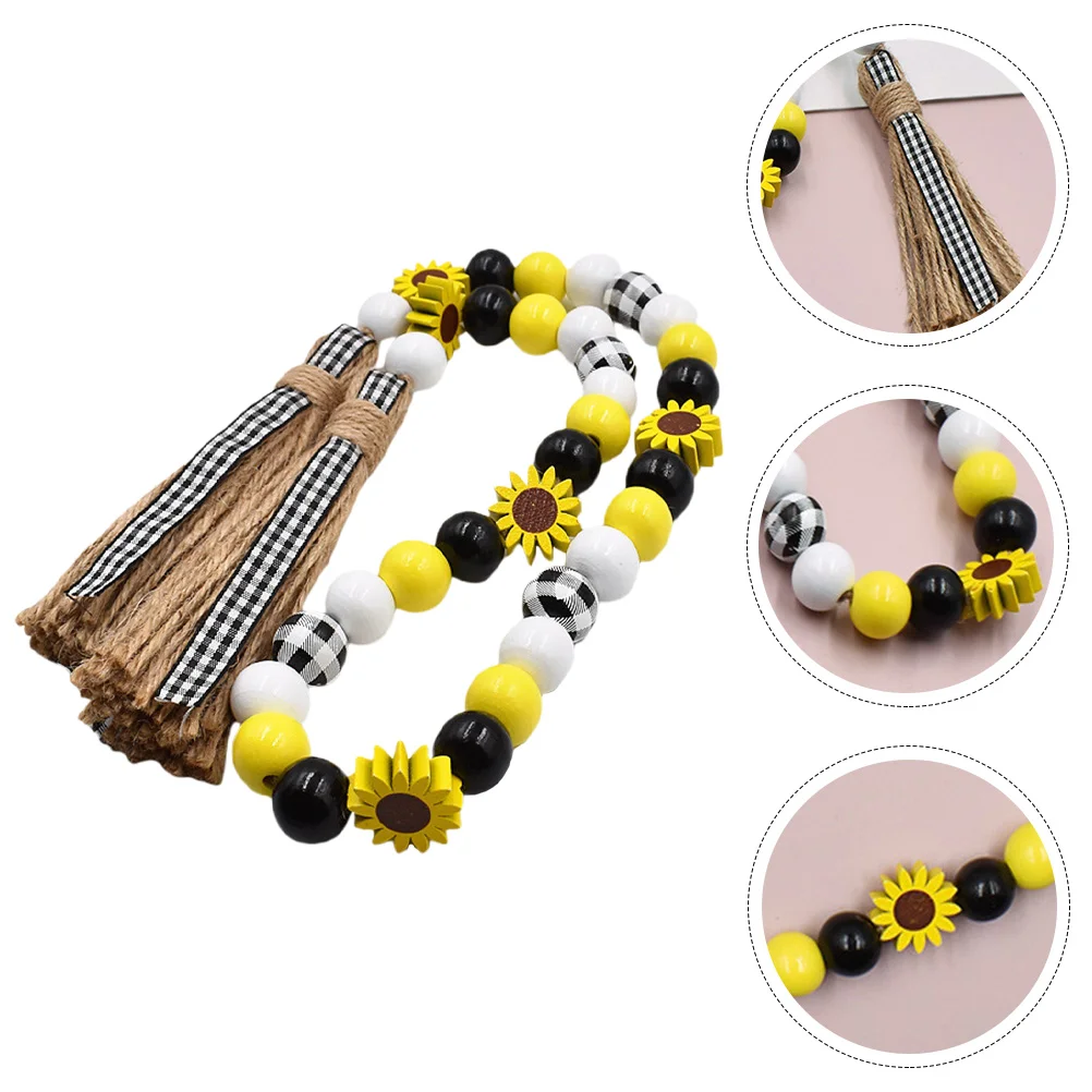 

Sunflower Beading Housewarming Gift Boho Wreath Decorations Hanging Ornament Rope Beaded Garland Tassel Boho Wall Hanging