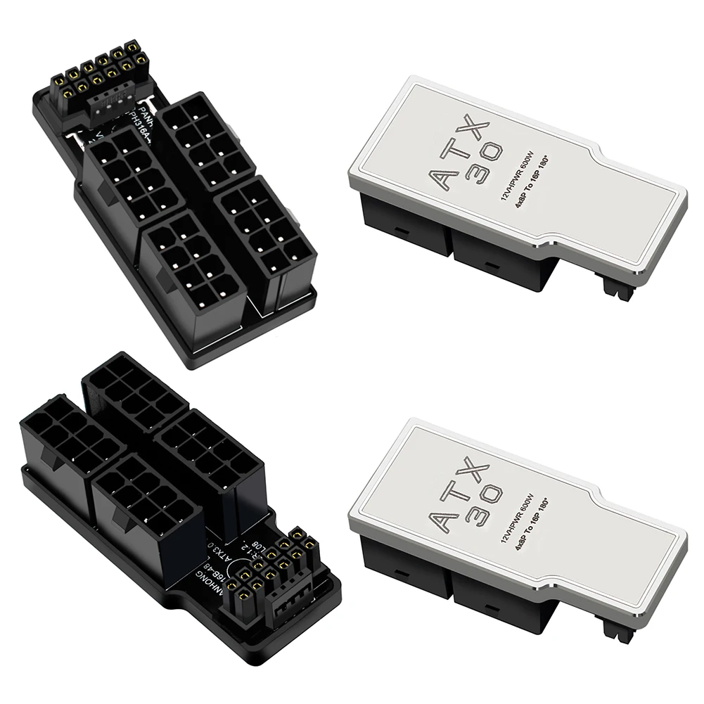 

ATX3.0 12vhpwr 12 + 4P 8Pin 600 Вт Питание для настольных ПК Видеокарта адаптер для кабеля питания 180 градусов поворотные разъемы для RTX 4080