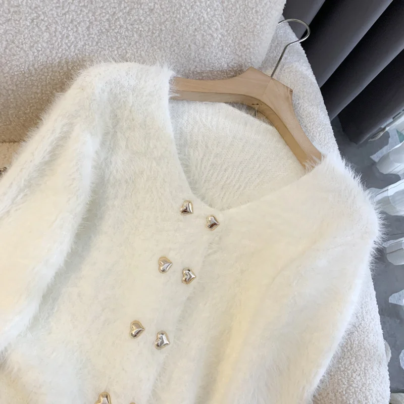 Осень-зима двухрядная трикотажная открытая рубашка с пряжкой женская короткая