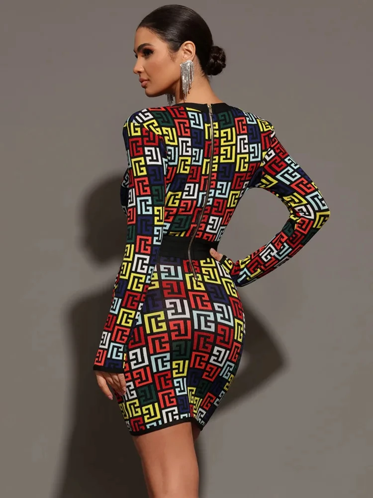 2024 женское сексуальное жаккардовое черное мини-облегающее бандажное платье