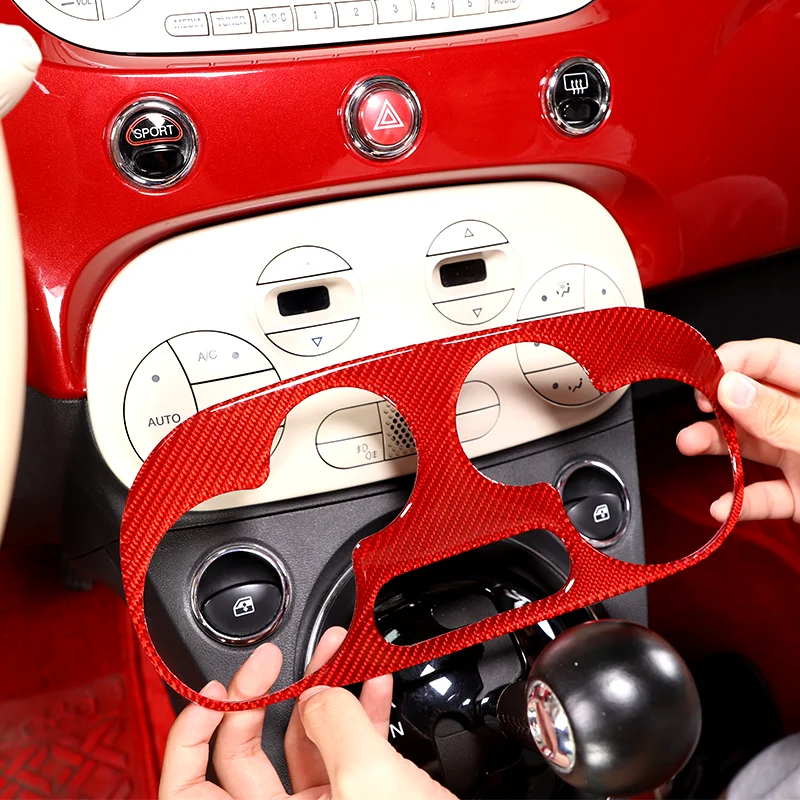 

For 11-19 Fiat 500 air conditioning switch panel frame decorative stickers car interior accessories real carbon fiber (soft)