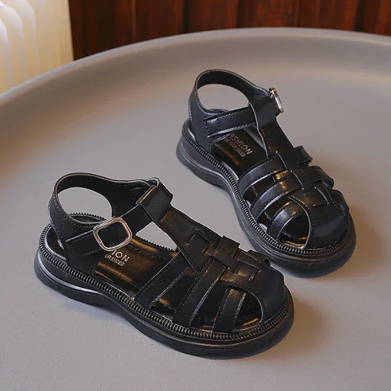 Сандалии Детские однотонные повседневная плетеная пляжная обувь для маленьких