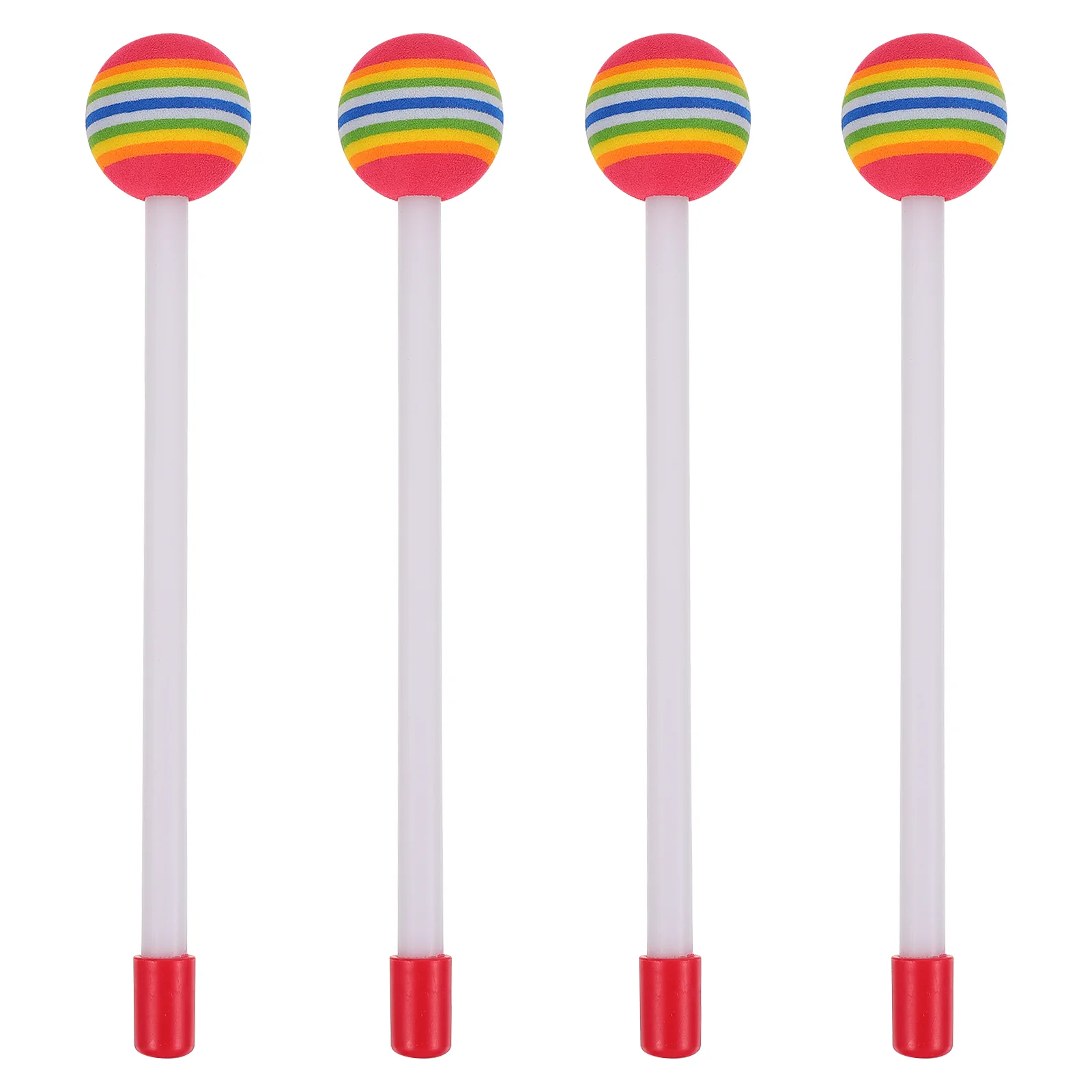 

4 Pcs Orff Instrument Wood Keyboard Musical Drum Stick Wooden Handle Plastic Sticks Eva Sponge Percussion Accessory Toddler