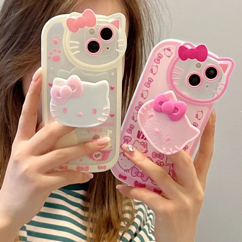 Милый 3D чехол Hello Kitty с кронштейном для IPhone 13 Promax 12 11 чехол-подставка