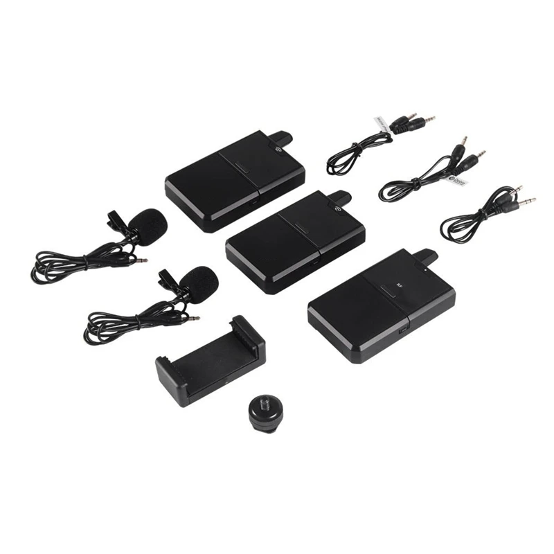 

One-Trigger-Two UHF Dual-Channel Wireless Microphone System Lapel Mic for DSLR Cameras Smartphones Vlog Live