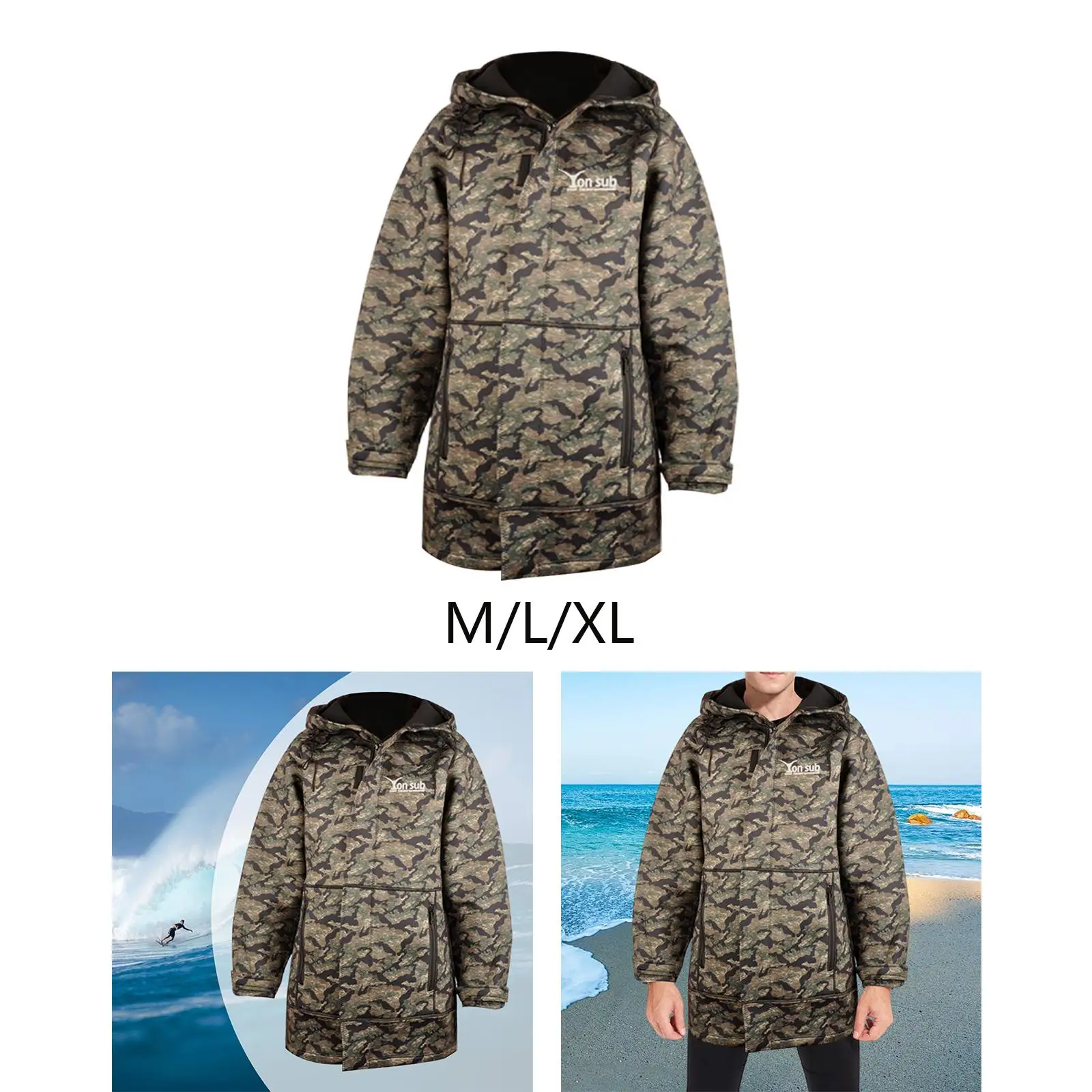Водонепроницаемая парка теплая куртка гидрокостюм с капюшоном для плавания