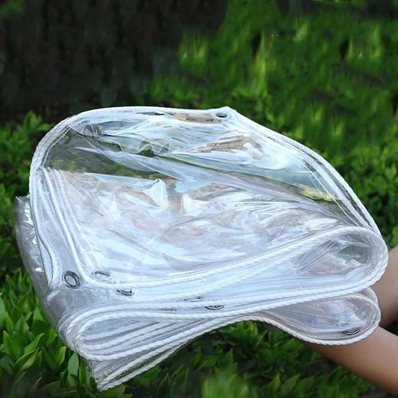 

0.39mm Thicken Waterproof Transparent Pvc Tarpaulin With Eyelets Foldable Rain Cover Garden Furniture Plants Windproof Tarpaulin