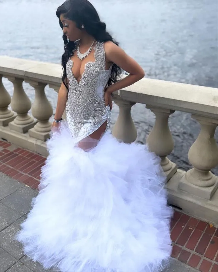 

Платье для выпускного вечера с оборками и юбкой-пачкой в африканском стиле для черной девушки, блестящее длинное прозрачное Сетчатое платье со стразами, فسافالرالرالرالر