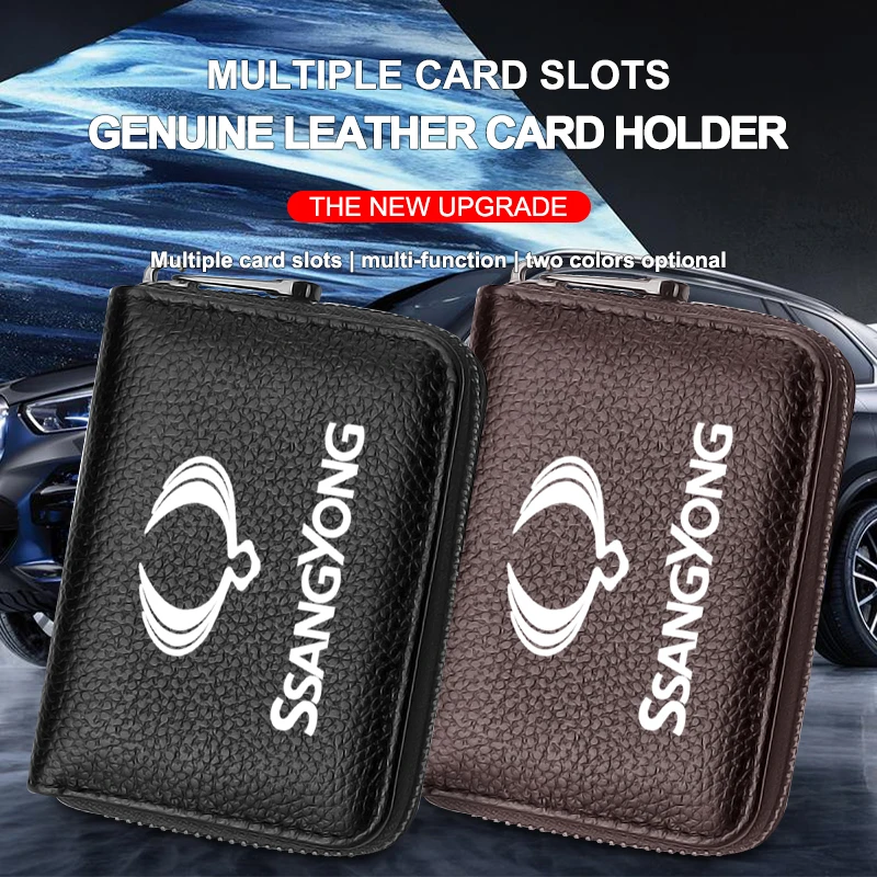

Car Styling Leather Wallet Holder Storage Wallet For Men/Women for Ssangyong Actyon Sport Korando Rexton Kyron Rodius Accessorie