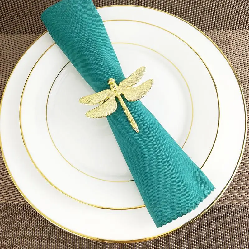 

Napkin Buckle Plated Metal Dragonfly Gold Napkin Ring For Hotel Wedding Holiday Table Dinner Party DIY Decoration