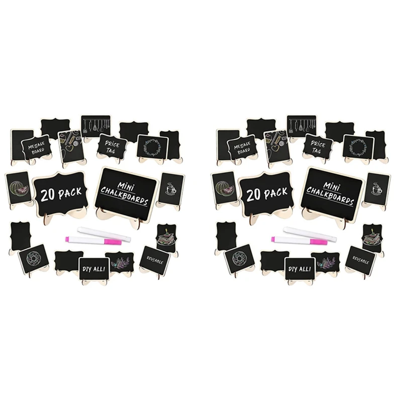 

Mini Chalkboard Sign 40 Pack Food Labels For Party Buffet, Wooden Small Chalk Board Signs With Easel Stand For Food Tags