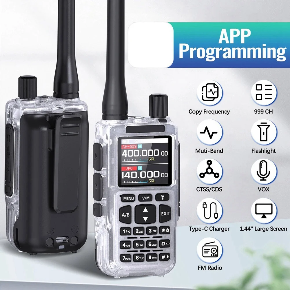 Фото 【A75T】 2 шт. Мини-рации с двойным PTT, программирование через Bluetooth-приложение, AM/FM/NOAA, зарядка Type-C, обновленная версия UV-5R, мини-радиостанция для любительской связи №2